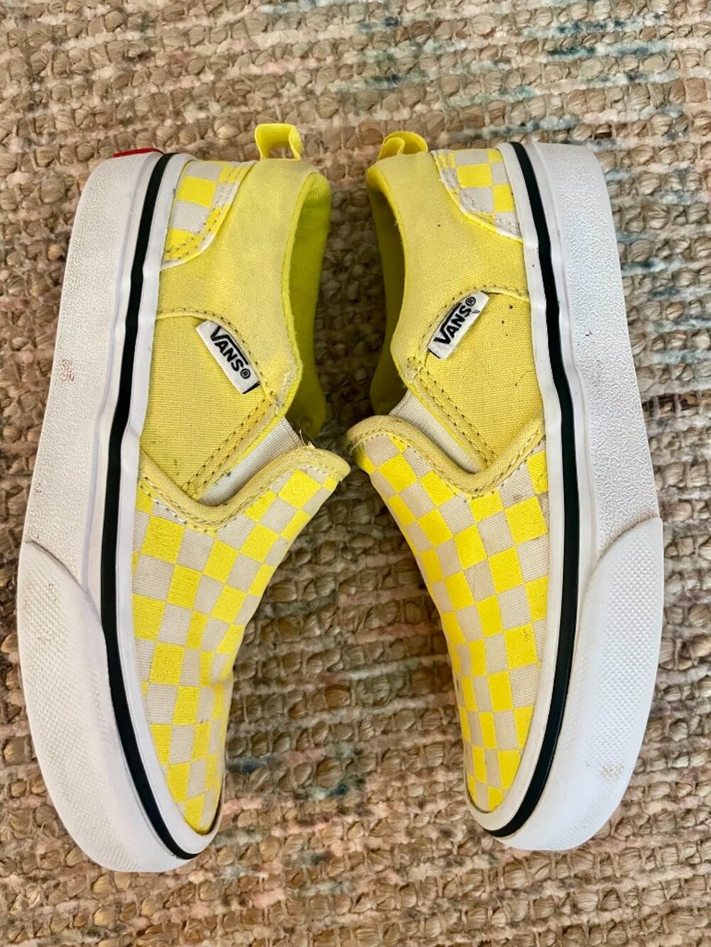 Vans Classic Slip on Kids 13 Yellow Checkerboard Canvas Sneakers - Picture 6 of 8